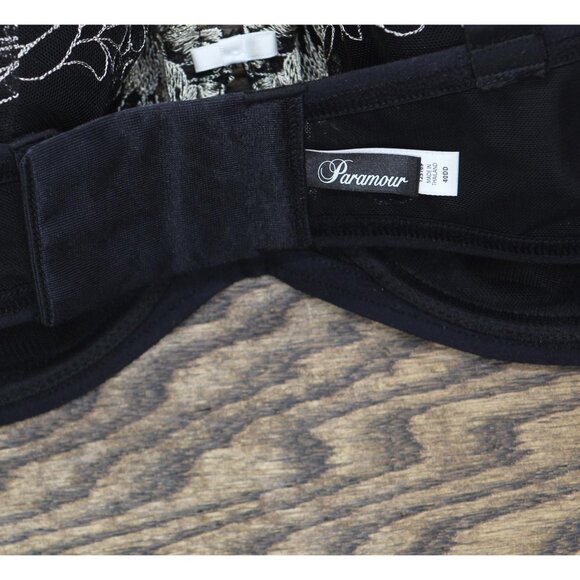 NWT Paramour Aura Embroidered Contour Bra Demi Coverage Black Champagne 40DD - Picture 9 of 10